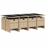 Set comedor de jardín con cojines 13 pzas ratán sintético beige