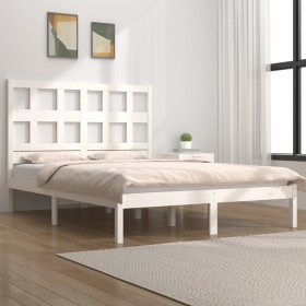 Estructura de cama de madera maciza de pino blanca 140x200 cm