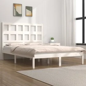Solid white pine wood bed frame 140x200 cm by vidaXL, Beds and slatted bases - Ref: Foro24-3104479, Price: 121,28 €, Discount: %