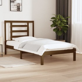 Estructura de cama madera maciza de pino marrón miel 100x200 cm
