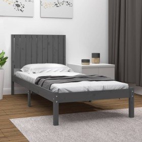 Estructura de cama madera maciza de pino gris 90x200 cm