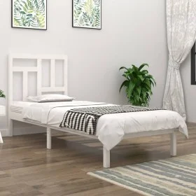 Solid white pine wood bed frame 90x200 cm by vidaXL, Beds and slatted bases - Ref: Foro24-3104529, Price: 88,41 €, Discount: %