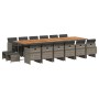 Set comedor de jardín 17 pzas y cojines ratán sintético gris