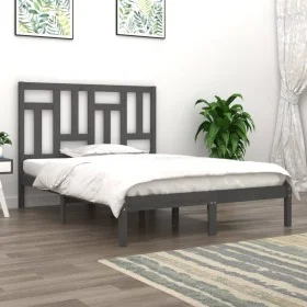 Solid gray pine wood bed frame 200x200 cm by vidaXL, Beds and slatted bases - Ref: Foro24-3104565, Price: 155,13 €, Discount: %