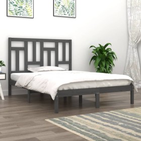 Estructura de cama madera maciza de pino gris 150x200 cm