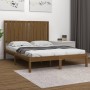 Estructura de cama doble madera maciza marrón miel 120x190 cm