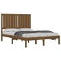 Estructura de cama doble madera maciza marrón miel 120x190 cm