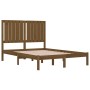 Estructura de cama doble madera maciza marrón miel 120x190 cm