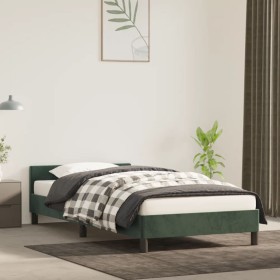 Estructura cama con cabecero terciopelo verde oscuro 80x200 cm