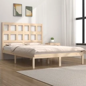 Bettgestell aus massivem Kiefernholz, 200 x 200 cm von vidaXL, Betten und Lattenroste - Ref: Foro24-3104498, Preis: 127,90 €,...