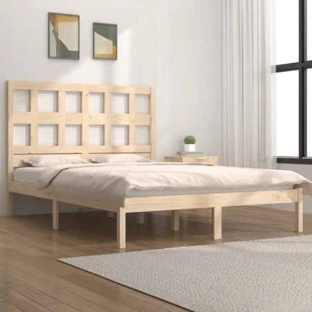 Estructura de cama de madera maciza de pino 200x200 cm de vidaXL, Camas y somieres - Ref: Foro24-3104498, Precio: 127,87 €, D...