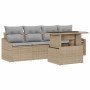 Conjunto de sofá de jardín con cojín 5 pcs beige y gris claro en Sofás de exterior | Comprar online en Foro24
