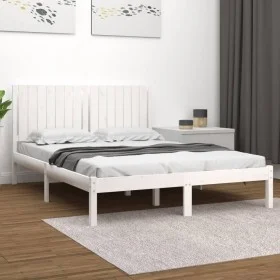 Estructura de cama de madera maciza de pino blanco 160x200 cm de vidaXL, Camas y somieres - Ref: Foro24-3104424, Precio: 156,...