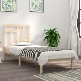Solid pine wood bed frame 90x200 cm by vidaXL, Beds and slatted bases - Ref: Foro24-3104528, Price: 79,65 €, Discount: %