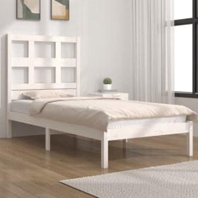 Massives Bettgestell aus weißem Kiefernholz, 90 x 200 cm von vidaXL, Betten und Lattenroste - Ref: Foro24-3104464, Preis: 95,...