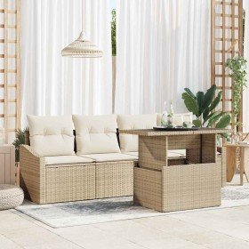 Conjunto de sofá de jardín 5 pcs beige y crema 100 x 55 x 73 cm