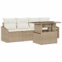 Conjunto de sofá de jardín 5 pcs beige y crema 100 x 55 x 73 cm