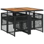 Set de muebles jardín 5 pzas con cojines ratán sintético negro