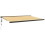 Toldo retráctil aluminio y tela amarillo y blanco 5x3 m