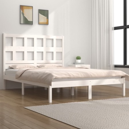 Weißer Massivholzbettrahmen Super King 180x200 cm von vidaXL, Betten und Lattenroste - Ref: Foro24-3104494, Preis: 145,99 €, ...