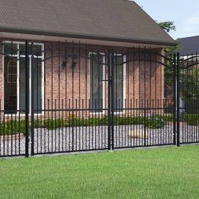 Black coated steel spear point fence gate 305x223cm by vidaXL, garden gates - Ref: Foro24-151098, Price: 616,71 €, Discount: %