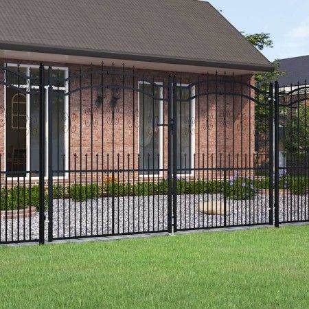 Schwarz beschichtetes Speerspitzen-Zauntor aus Stahl, 305 x 223 cm von vidaXL, Gartentore - Ref: Foro24-151098, Preis: 616,71...