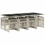 Set comedor de jardín 9 pzas cojines ratán sintético gris claro