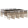 Set comedor de jardín 9 pzas con cojines ratán sintético beige