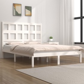 Estructura de cama madera maciza de pino blanco 200x200 cm