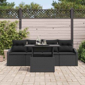 Conjunto de sofá de jardín 5 pcs Negro 100 x 55 x 73 cm