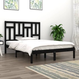 Estructura de cama de madera maciza de pino negra 