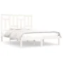 Estructura de cama de madera maciza de pino blanca 140x200 cm de vidaXL, Camas y somieres - Ref: Foro24-3104544, Precio: 127,...