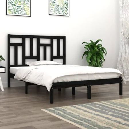 Solid black pine wood bed frame 200x200 cm by vidaXL, Beds and slatted bases - Ref: Foro24-3104567, Price: 155,28 €, Discount: %