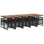 Set de comedor jardín 11 pzas con cojines ratán sintético negro