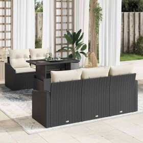 Conjunto de sofá de jardín 6 pcs Negro y crema 100 x 55 x 73 cm