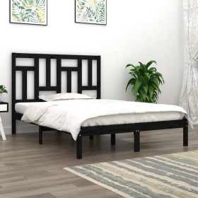 Estructura cama madera maciza pino negra King Size 150x200 cm