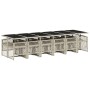 Set comedor jardín y cojines 13 pzas ratán sintético gris claro