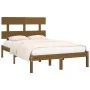 Honey brown solid pine wood bed frame 200x200 cm by vidaXL, Beds and slatted bases - Ref: Foro24-3104696, Price: 156,19 €, Di...