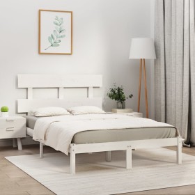 White solid wood bed frame 200x200 cm by vidaXL, Beds and slatted bases - Ref: Foro24-3104694, Price: 136,61 €, Discount: %