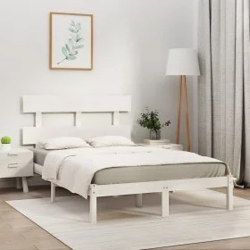 White solid wood bed frame 200x200 cm by vidaXL, Beds and slatted bases - Ref: Foro24-3104694, Price: 134,93 €, Discount: %