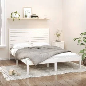 White solid wood bed frame 120x200 cm by vidaXL, Beds and slatted bases - Ref: Foro24-3104604, Price: 138,09 €, Discount: %