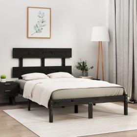Black solid wood bed frame 140x190 cm by vidaXL, Beds and slatted bases - Ref: Foro24-3104657, Price: 152,54 €, Discount: %