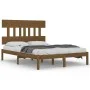 Honey brown solid pine wood bed frame 200x200 cm by vidaXL, Beds and slatted bases - Ref: Foro24-3104761, Price: 157,30 €, Di...