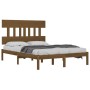Honey brown solid pine wood bed frame 200x200 cm by vidaXL, Beds and slatted bases - Ref: Foro24-3104761, Price: 159,31 €, Di...