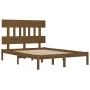 Honey brown solid pine wood bed frame 200x200 cm by vidaXL, Beds and slatted bases - Ref: Foro24-3104761, Price: 157,30 €, Di...