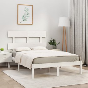 Estructura de cama de madera maciza pino blanca 160x200 cm
