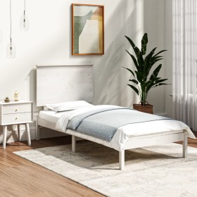 Estructura de cama madera maciza de pino blanca 90x200 cm de vidaXL, Camas y somieres - Ref: Foro24-3104789, Precio: 107,18 €...