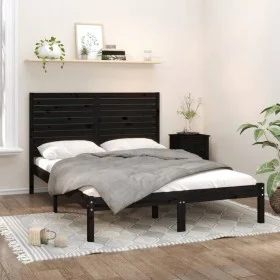Black solid wood bed frame King Size 150x200 cm by vidaXL, Beds and slatted bases - Ref: Foro24-3104617, Price: 195,96 €, Dis...