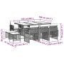 Set comedor de jardín 11 pzas y cojines ratán sintético marrón