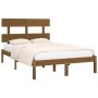 Estructura de cama madera maciza King marrón miel 150x200 cm